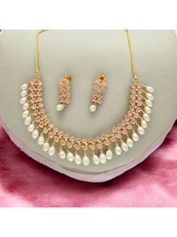 Sri Jagdamba Pearls - Seraphic Sparkle Pearl Necklace with Pair Of Earrings