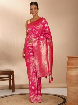 Likha - Viscose Silk Blend Zari Weave Saree with Unstitched Blouse LIKPARSAR34