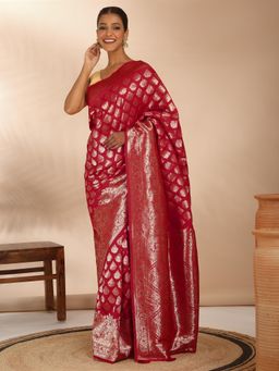 Likha - Viscose Silk Blend Zari Weave Saree with Unstitched Blouse LIKPARSAR37