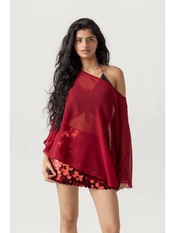 PAST MODERN - Red Sasha Poncho Top