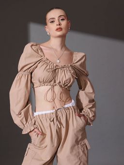 STREET 9 - Beige Bralette Crop Top