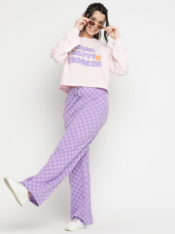 Lil Tomatoes - Girls Typography Cotton Night Suits - Purple (Set of 2)