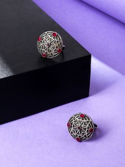 VIRAASI - Silver Plated Ethnic Oxidised Toe Rings for Women