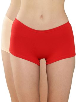 Leading Lady - Women Solid Cotton Blend Mid Waist Underwear Boy Shorts (Pack of 2)