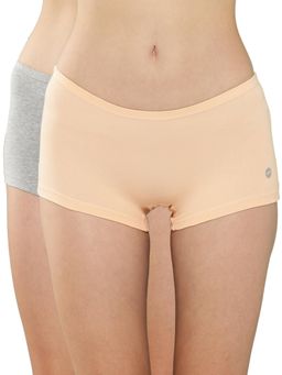 Leading Lady - Women Solid Cotton Blend Mid Waist Underwear Boy Shorts (Pack of 2)