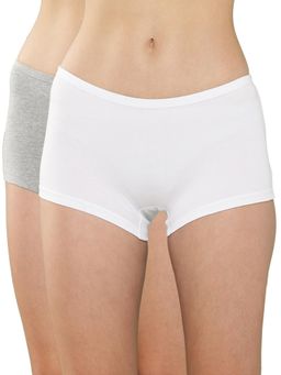 Leading Lady - Women Solid Cotton Blend Mid Waist Underwear Boy Shorts (Pack of 2)