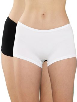 Leading Lady - Women Solid Cotton Blend Mid Waist Underwear Boy Shorts (Pack of 2)