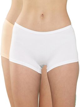 Leading Lady - Women Solid Cotton Blend Mid Waist Underwear Boy Shorts (Pack of 2)