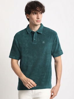 The Bear House - Men Green Solid Regular Fit Polo T-Shirt