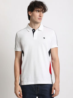 The Bear House - Men White Colorblock Regular Fit Polo T-Shirt
