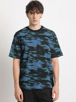 The Bear House - Men Blue Tie & Dye Regular Fit T-Shirt