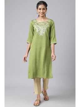 Aurelia - Green Viscose Dori Embroidered Kurta