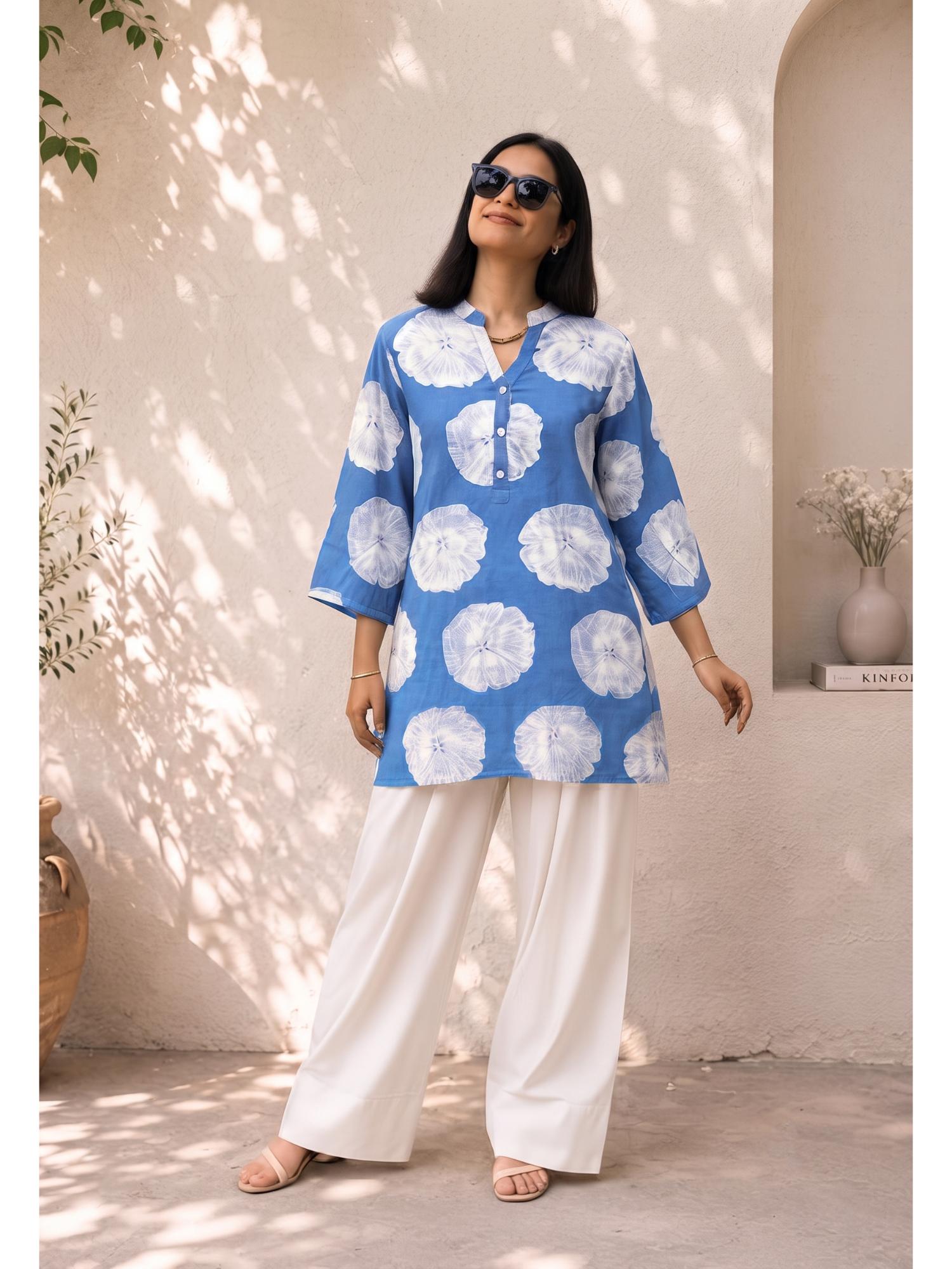 mokosh Women Denim Blue Printed Cotton Co-Ord Set-picture-26