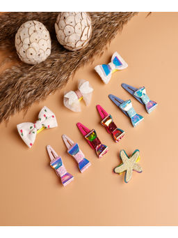 JEWELZ - Vibrant Bow & Star Shape Tic Tac & Alligator Hair Clips (Pack Of 10)