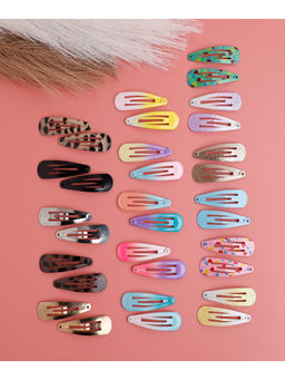 JEWELZ - Vibrant Multi Color Printed Tic Tac Hair Clips (Pack Of 32)