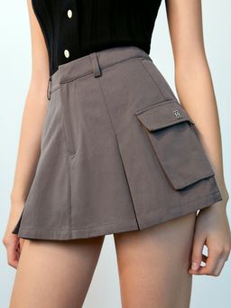 Pomelo - High Waist Mini Cargo Skorts - Mid Grey