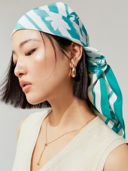 Pomelo - Floral Printed Scarf - Green