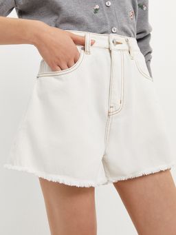 Pomelo - Fringe High Rise Shorts - Off-White