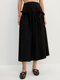 Pomelo - Bow Ruffle Skirt - Black