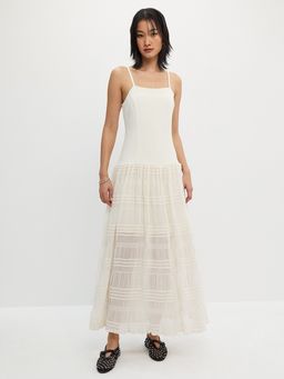 Pomelo - Tiered Sequin Maxi Dress - Beige