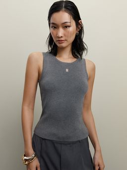 Pomelo - Ribbed Tank Top - Mid Grey