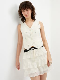 Pomelo - Floral Print Vest - Off-White