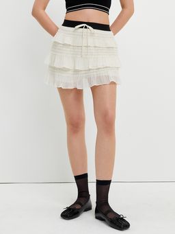 Pomelo - Layered Ruffle Skort - Ivory