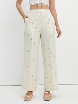 Pomelo - Floral Print Pants - Off-White