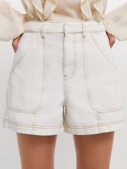 Pomelo - Contrast Stitch Shorts - White