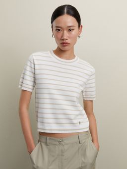 Pomelo - Striped Knit Top - Multi Color