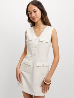 Pomelo - Tweed Sleeveless Dress - Beige