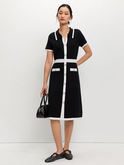 Pomelo - Contrast Trim Dress - Black