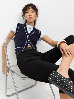 Pomelo - Sleeveless Knit Top - Navy