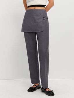 Pomelo - Wrap Front Trousers - Light Grey