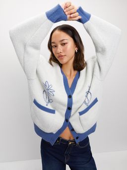 Pomelo - Floral Cardigan - Off-White