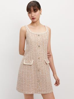 Pomelo - Tweed Button Dress - Pink
