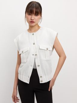 Pomelo - Tweed Vest - White