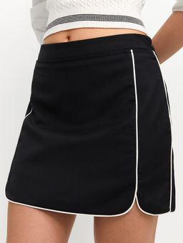 Pomelo - Contrast Trim Skirt - Black