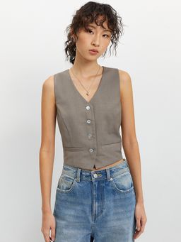 Pomelo - Cropped Vest - Taupe