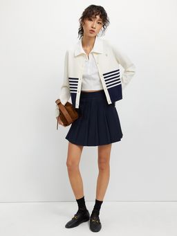 Pomelo - Striped Cardigan - Navy/White