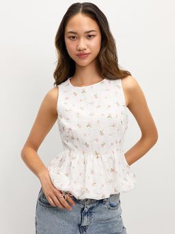 Pomelo - Floral Peplum Top - Pink