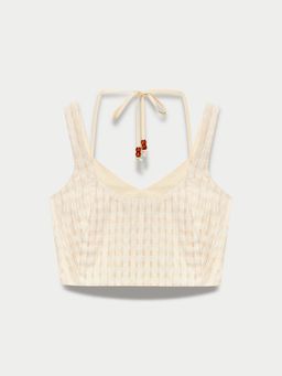 Pomelo - Bow Tie Crop Top - Nude