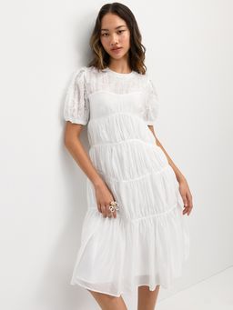 Pomelo - Floral Tiered Dress - White