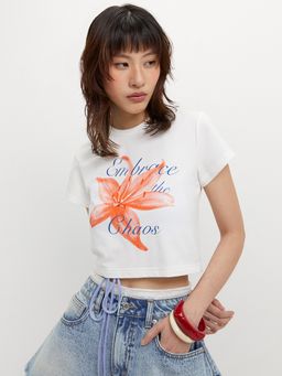 Pomelo - Floral Print Tee - White