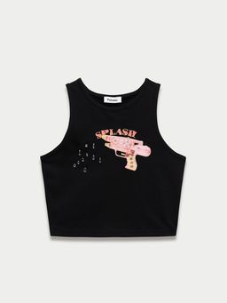 Pomelo - Graphic Print Tank - Black