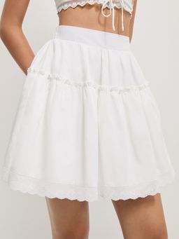 Pomelo - Tiered Lace Skirt - White