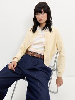 Pomelo - Lace Trim Cardigan - Cream