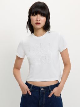 Pomelo - Cropped Number Tee - White