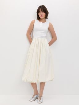 Pomelo - Balloon Skirt Dress - Off-White