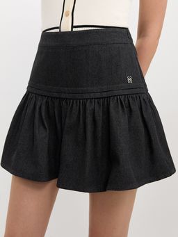 Pomelo - Tiered Ruffle Skirt - Black